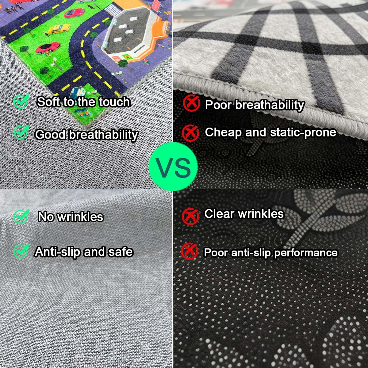Pyrrhite Kids Rug Playroom Car Play Mat City Life Road Rug for Cars Fun City Map for Track Toys, Carpet for Bedroom Boys (City, 31×47in)