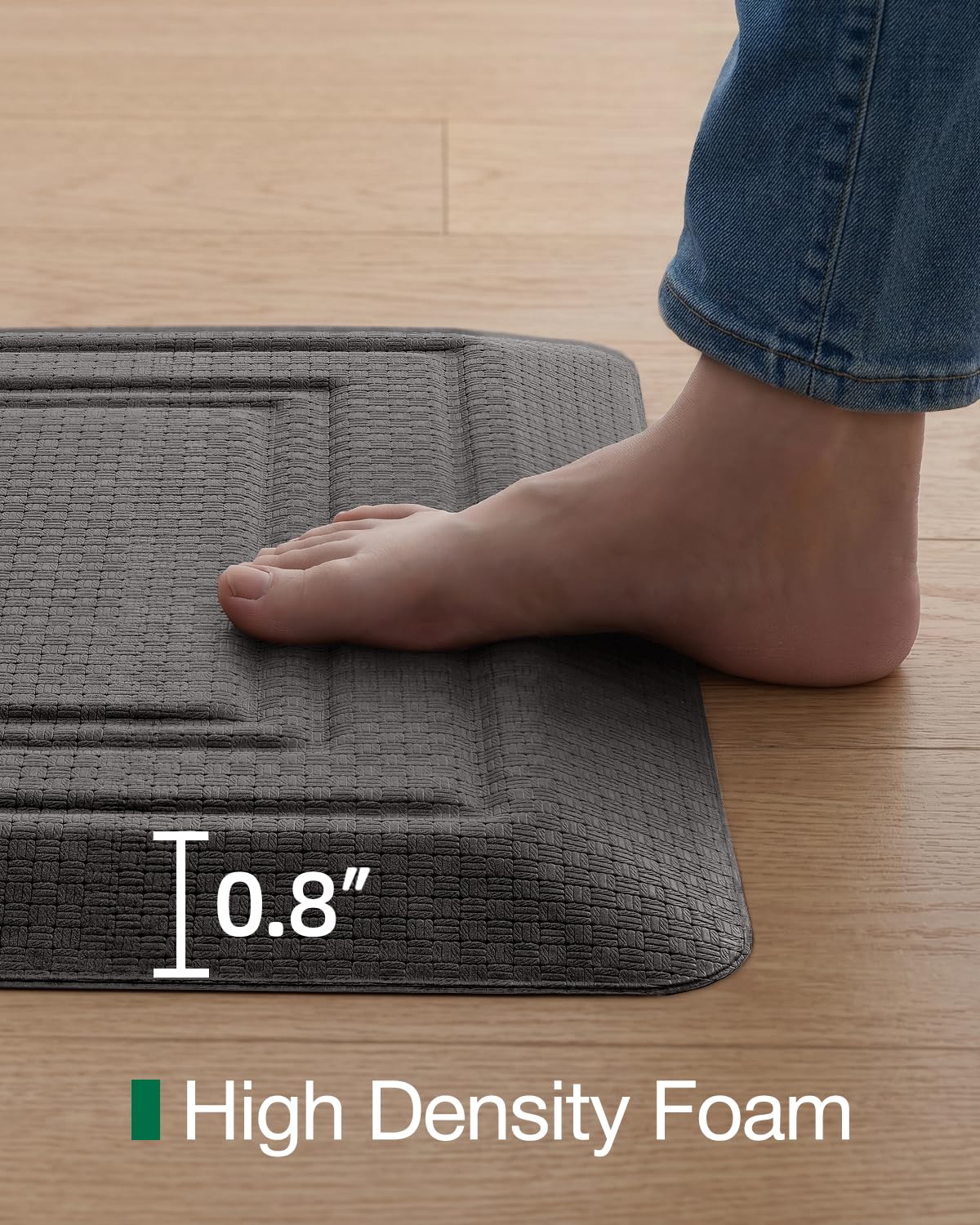 LUMI Anti Fatigue Cushioned Comfort Mats for Standing, 0.8" Extra Thick Ergonomic Mats for Desk Office, Non-Slip, Ultra Soft, Memory Foam Rugs for Home, Kitchen, Laundry, 20"x40", Grey