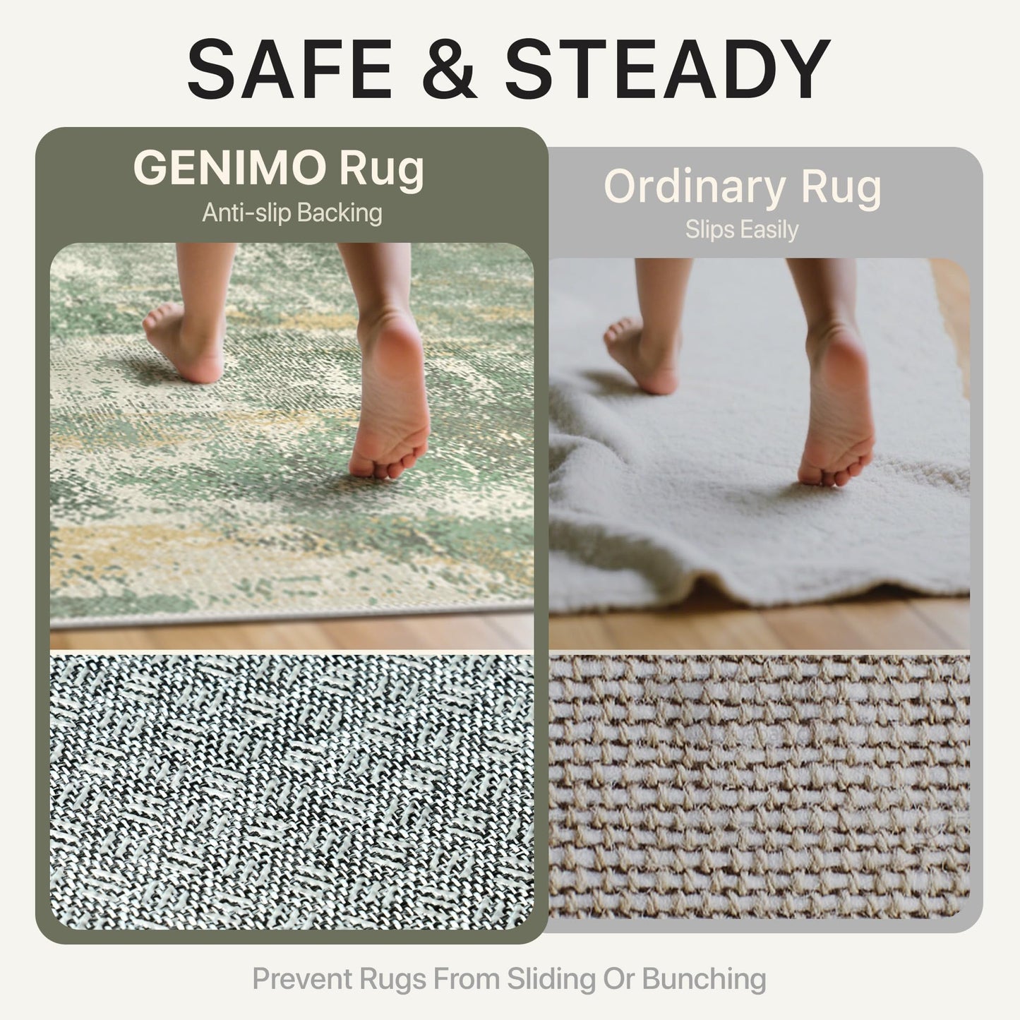 GENIMO 8x10 Area Rugs for Living Room, Machine Washable Rug Non Slip, Low Pile Ultra-Thin Lightweight Large Carpet, Abstract Modern Rugs for Bedroom, Dining Room, Office, Nursery, Olive Green