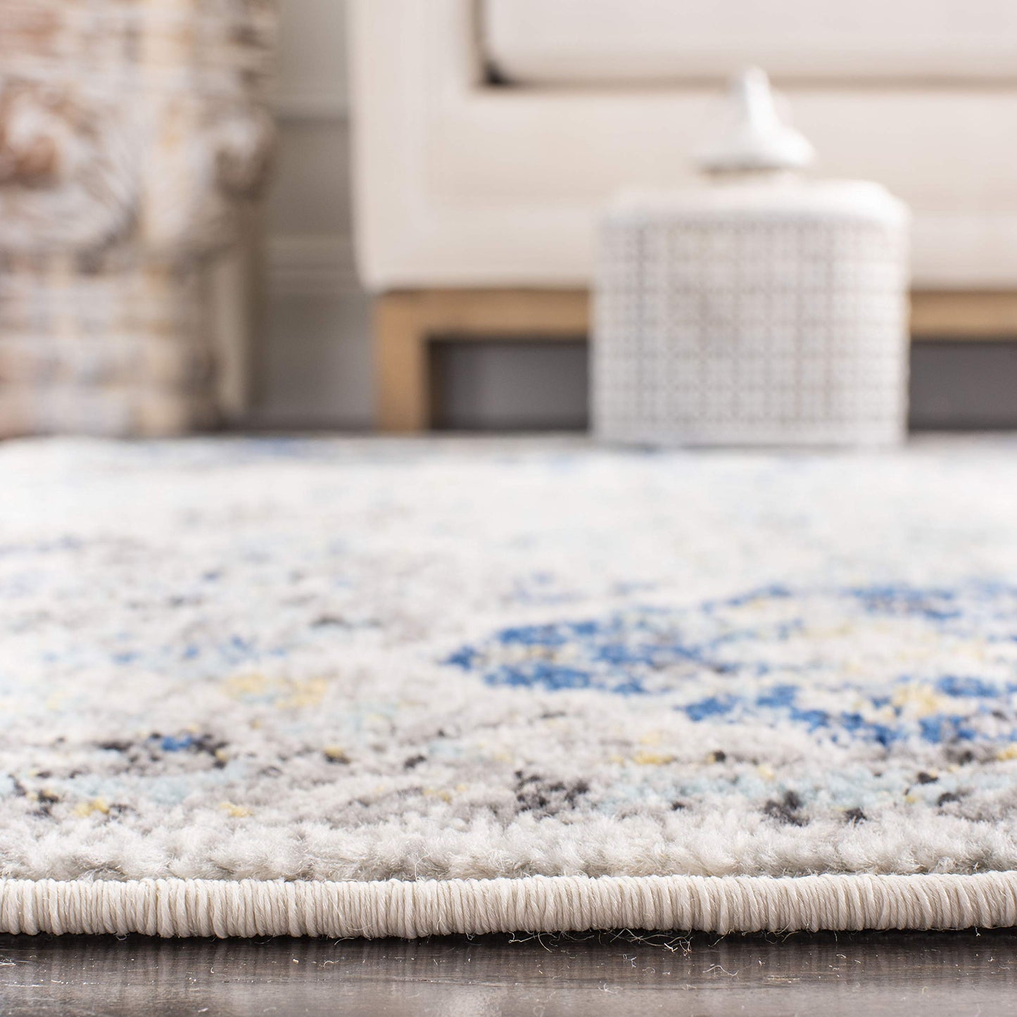 SAFAVIEH Madison Collection Runner Rug - 2'3" x 8', Ivory & Aqua, Boho Chic Distressed Design, Non-Shedding & Easy Care, Ideal for High Traffic Areas in Living Room, Bedroom (MAD611A)