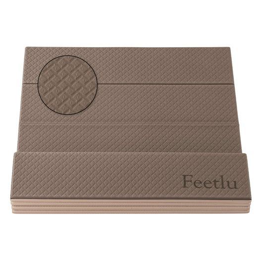 Feetlu Foldable Yoga Exercise Mat, 6mm/8mm/10mm/12mm Thickness, 72 x 24 Inch - Lightweight, Anti-Slip, and Easy to Store for Yoga, Pilates, Home Workouts, and Floor Exercises (Coffee 6mm)