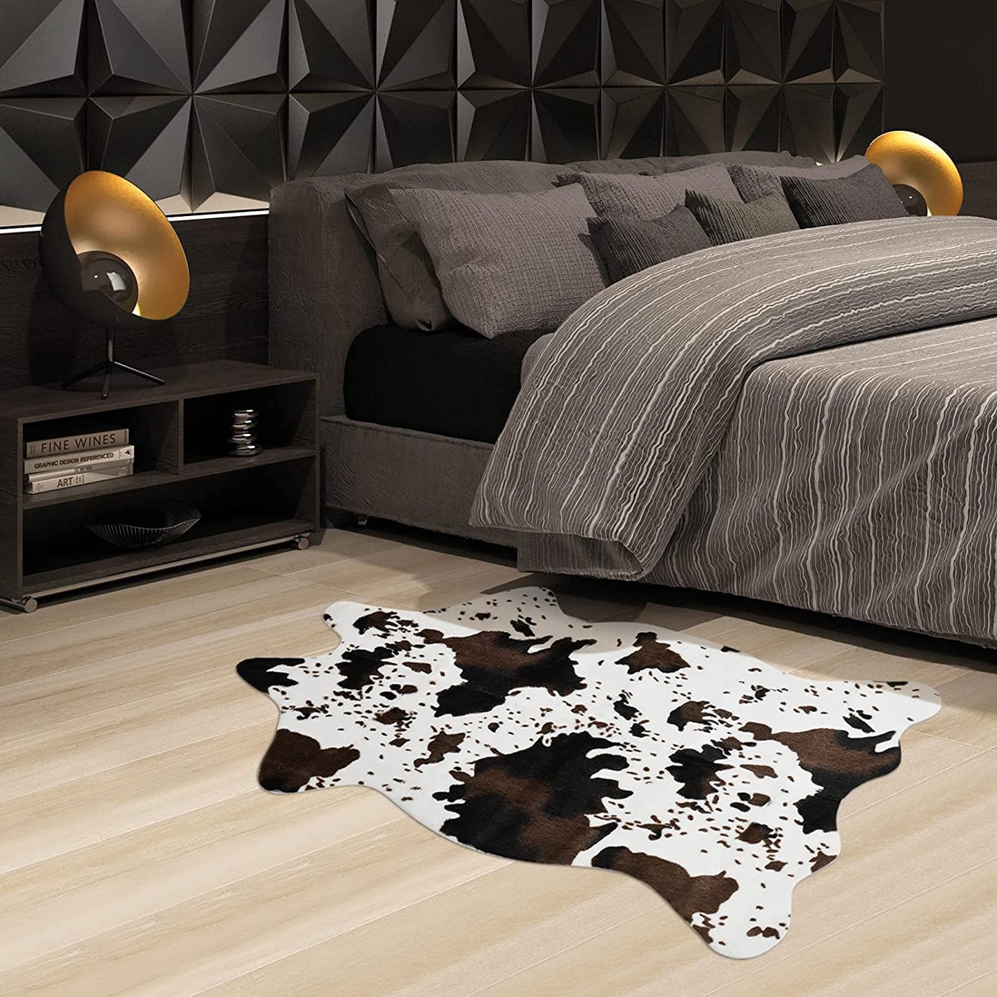 Faux Cowhide Rug, Cute Cow Print Rug for Western Decor, Non-Slip Animal Area Carpet for Bedroom Living Room, Western Party Decorations, 3.6 x 2.5 FT (43 x 30 Inches)