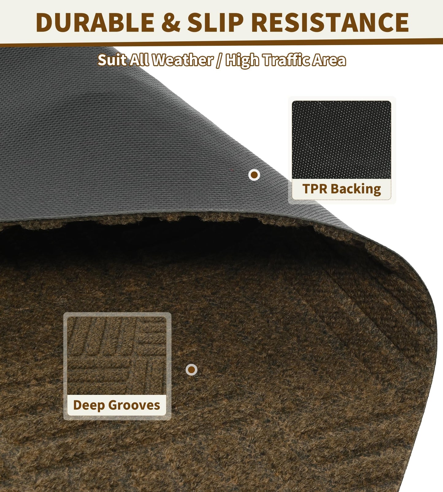 jxgzyy Hallway Runner Rug 2'11" x 9'10", Non-Slip Commercial Outdoor Carpet Runner, Heavy Duty Entrance Floor Mat for Narrow Halls, Patio, Garage and Entryways, Coffee