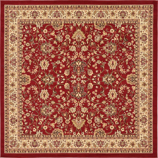 Unique Loom Sialk Hill Collection Area Rug - Washington (7' 10" Square Burgundy/Cream)