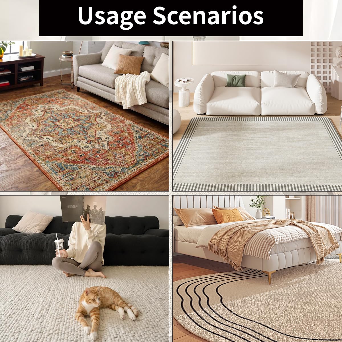 Felt Rug Pad - 1/2 4x6 Foot Extra Large Area Liner for All Floors and Trims, Thick Pad for Hardwood Floors Under Rugs, Keeps Rugs Softly and Securely in Place