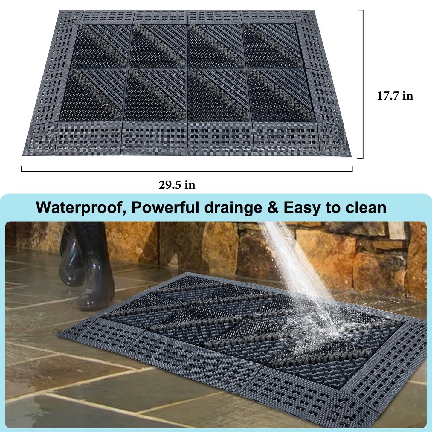 CATSH Heavy Duty Boot Scraper Mat 29.5x17.7 Inch