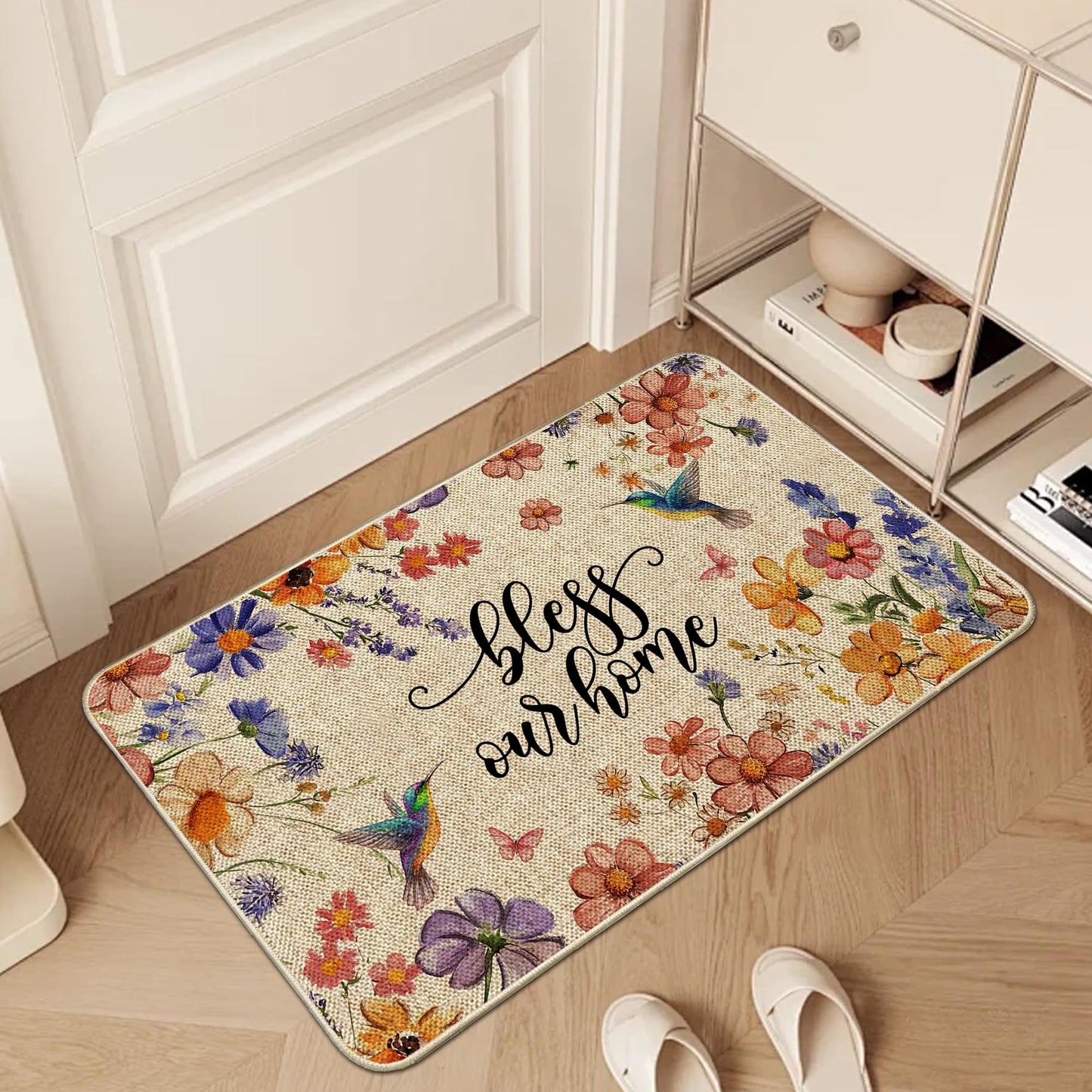 Wylumen Flower Spring Kitchen Mats for Floor Set of 2, Wildflower Summer Floor Mats, Non Slip Rubber Backing Kitchen Floor Mat and Rug Set for Kitchen Sink, Office, Laundry