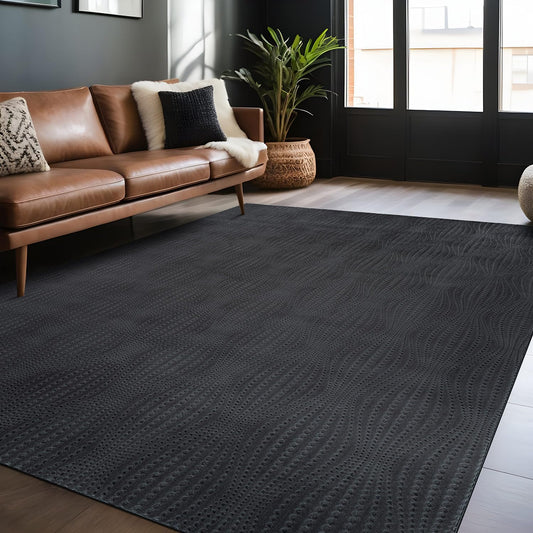 Luul Home Modern Dark Gray Non Slip Rug Solid 8x10 Non Skid Soft Rubber Back Area Rugs for Living Room Kitchen Bedroom Bathroom Dining Room Easy Cleaning Stain Resistant Non Shedding Carpet 8 x 10