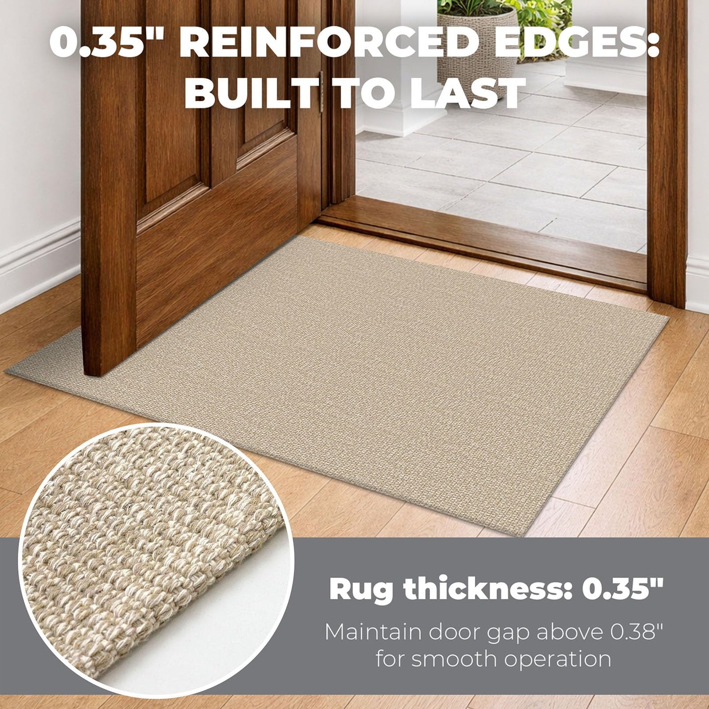 Lansny 2x3 Washable Area Rug Small Braided Cotton Entryway Rug with Non Slip Backing Kitchen Rugs Indoor Door Mat for Entrance Bathroom Foyer, Khaki/Beige