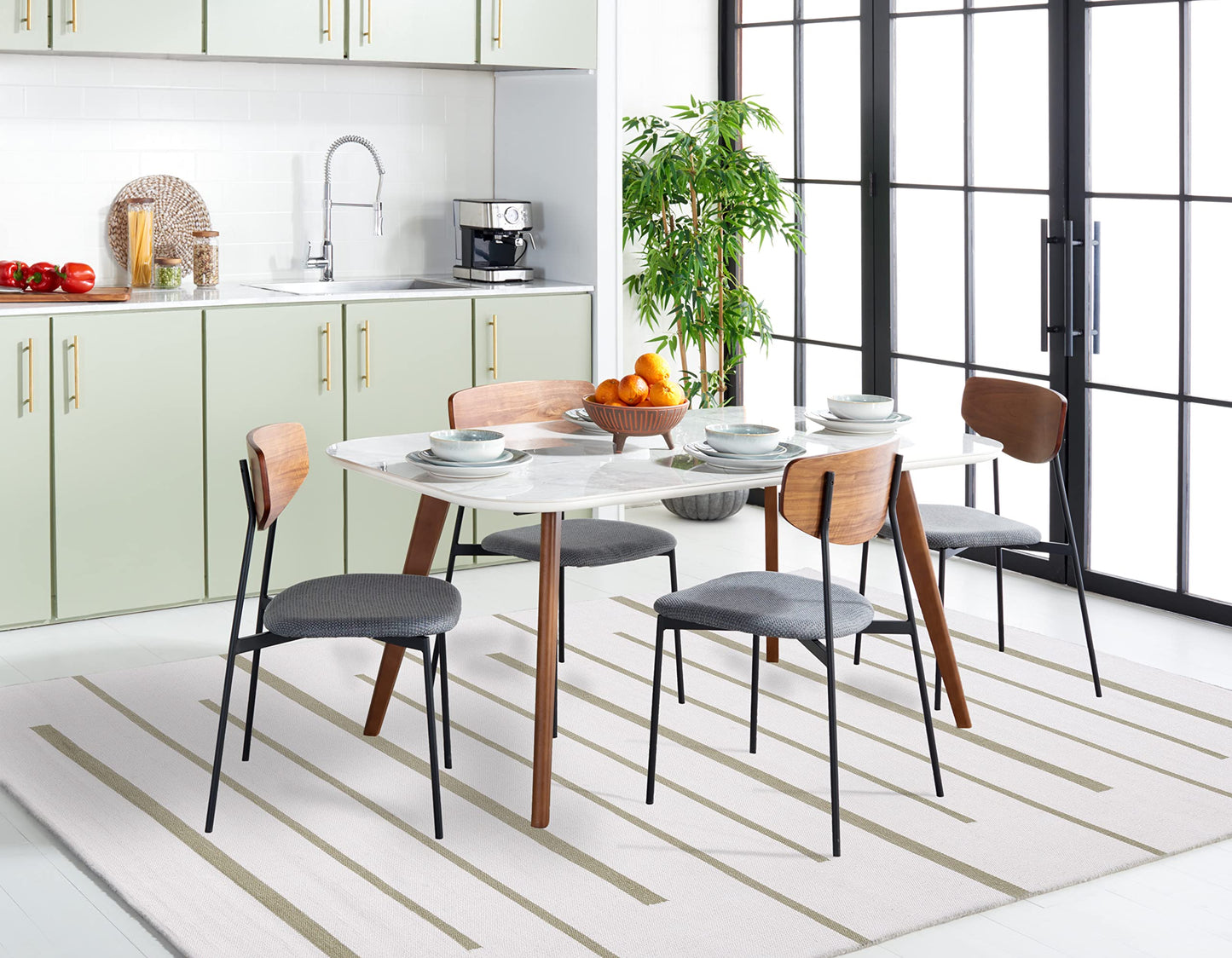 SAFAVIEH Montauk Collection Accent Rug - 4' x 6', Light Green & Ivory, Handmade Flat Weave Boho Farmhouse Cotton Modern Stripe, Ideal for High Traffic Areas in Entryway, Living Room, Bedroom (MTK311J)