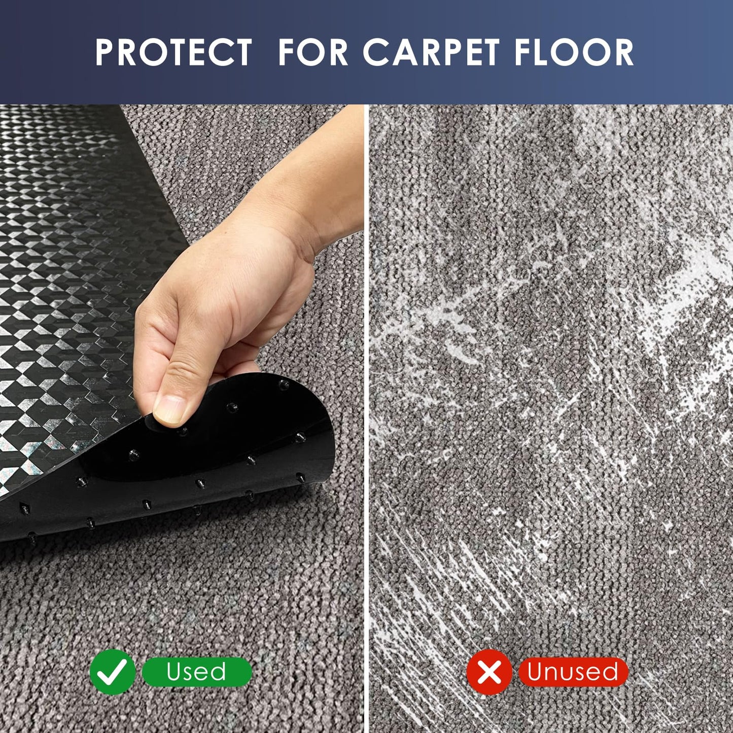 Vicwe Office Chair Mat for Carpet, 63" x 51"Anti-Slip Waterproof Floor Protector Desk Chair Mat for Rolling Chairs, Heavy Duty Chair Mat with Studs,Easy Glide Floor Mat for Home,Gaming