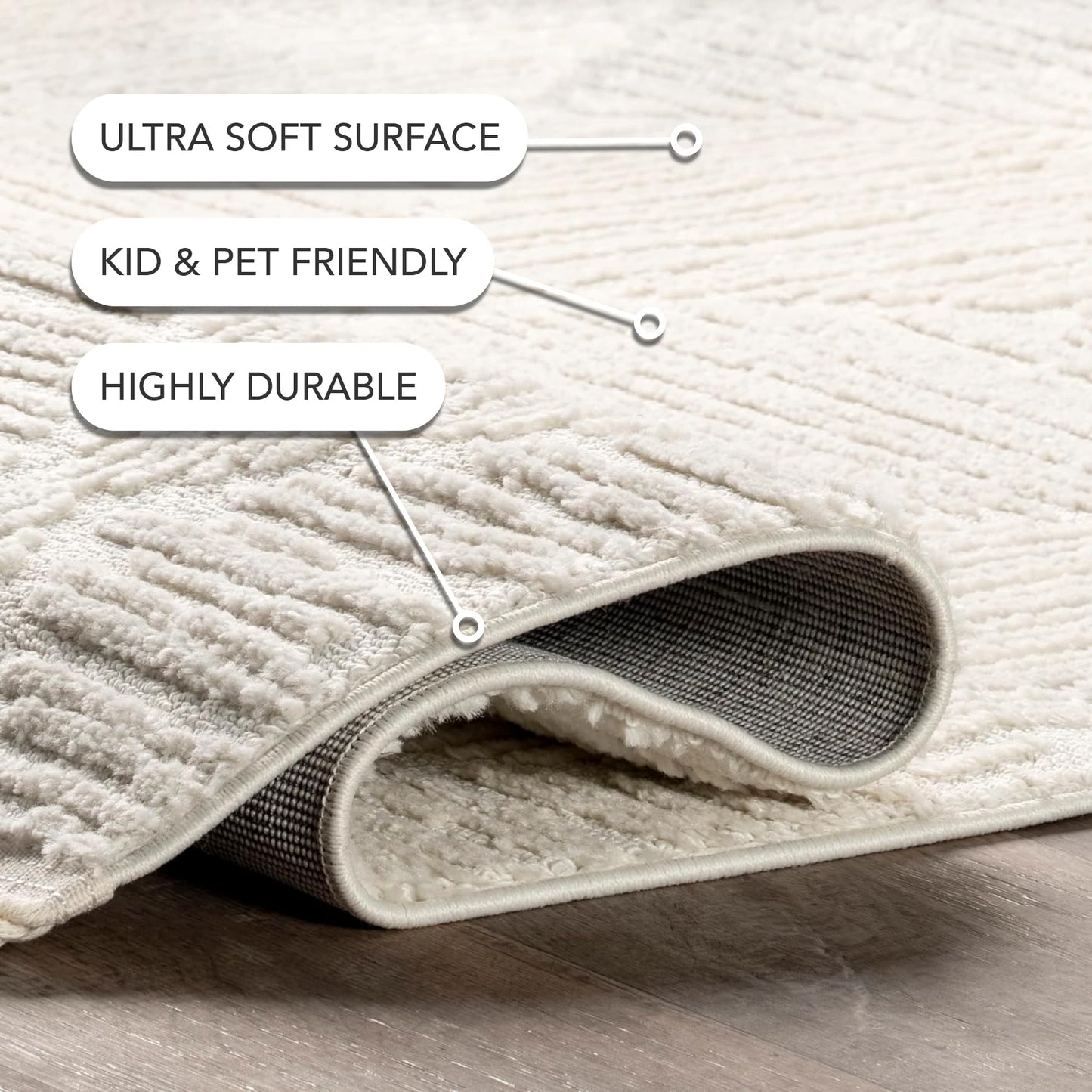 nuLOOM Kerry Textured Geometric Tasseled Area Rug - 4x6 Area Rug Transitional Ivory Rugs for Living Room Bedroom Dining Room Kitchen