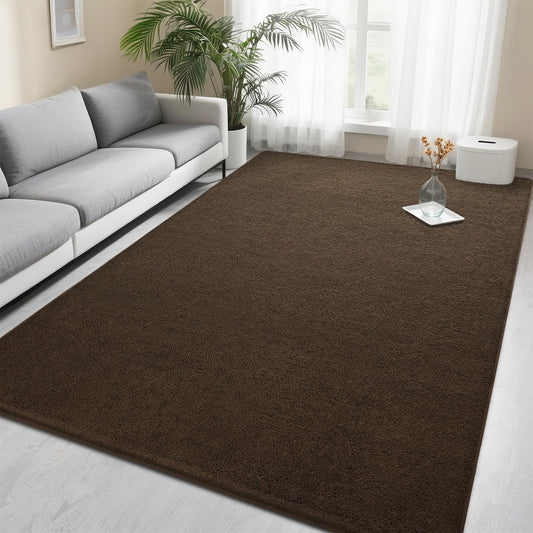 Foxmas 4x6 Area Rugs for Bedroom Living Room, Soft Thickened Memory Foam Carpet, Non-Slip Washable Indoor Modern Minimalist Shaggy Rug for Boys Girls Dorm Home Decor,Brown