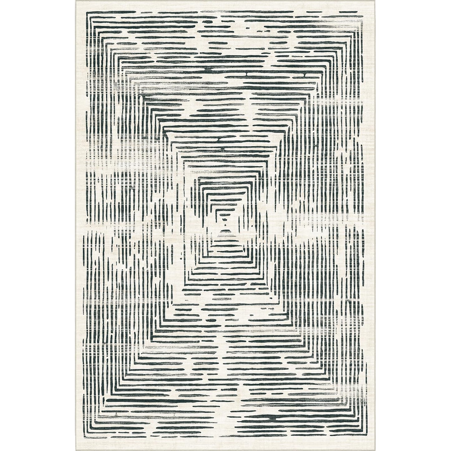 BLISSA 6x9 Area Rugs for Bedroom, Soft Washable Black White Lines Modern Abstract Throw Rug Non-Slip Striped Minimalist Floor Carpet for Living Room Dining Room Office Nursery Classroom Home Decor