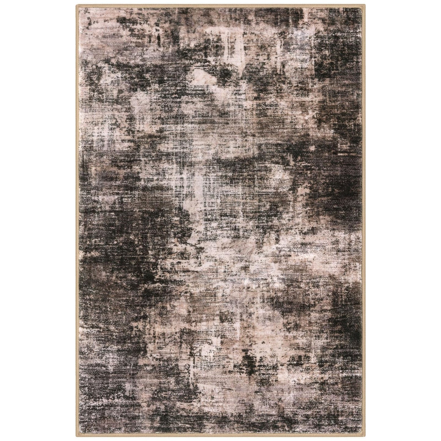 IOHOUZE Abstract Area Rugs 6x9 Ft Washable Rugs for Living Room, Non Slip Dining Room Rug, Printed Faux Wool Rugs for Bedroom, Floor Carpet for Office Nursery Playroom, Brown/Rust