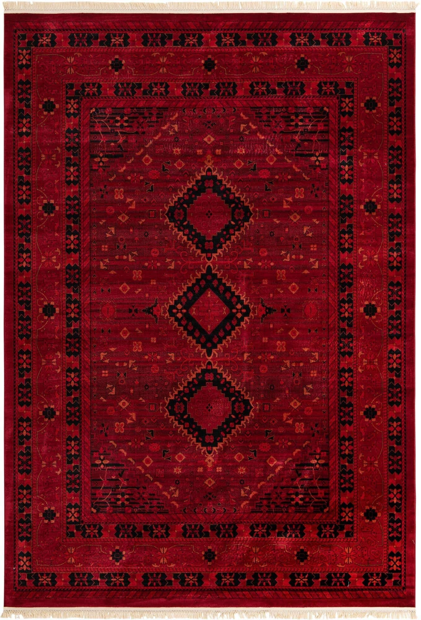 Unique Loom Tekke Collection Area Rug - Sheibani (10' x 14' 1" Rectangle, Red/ Black)
