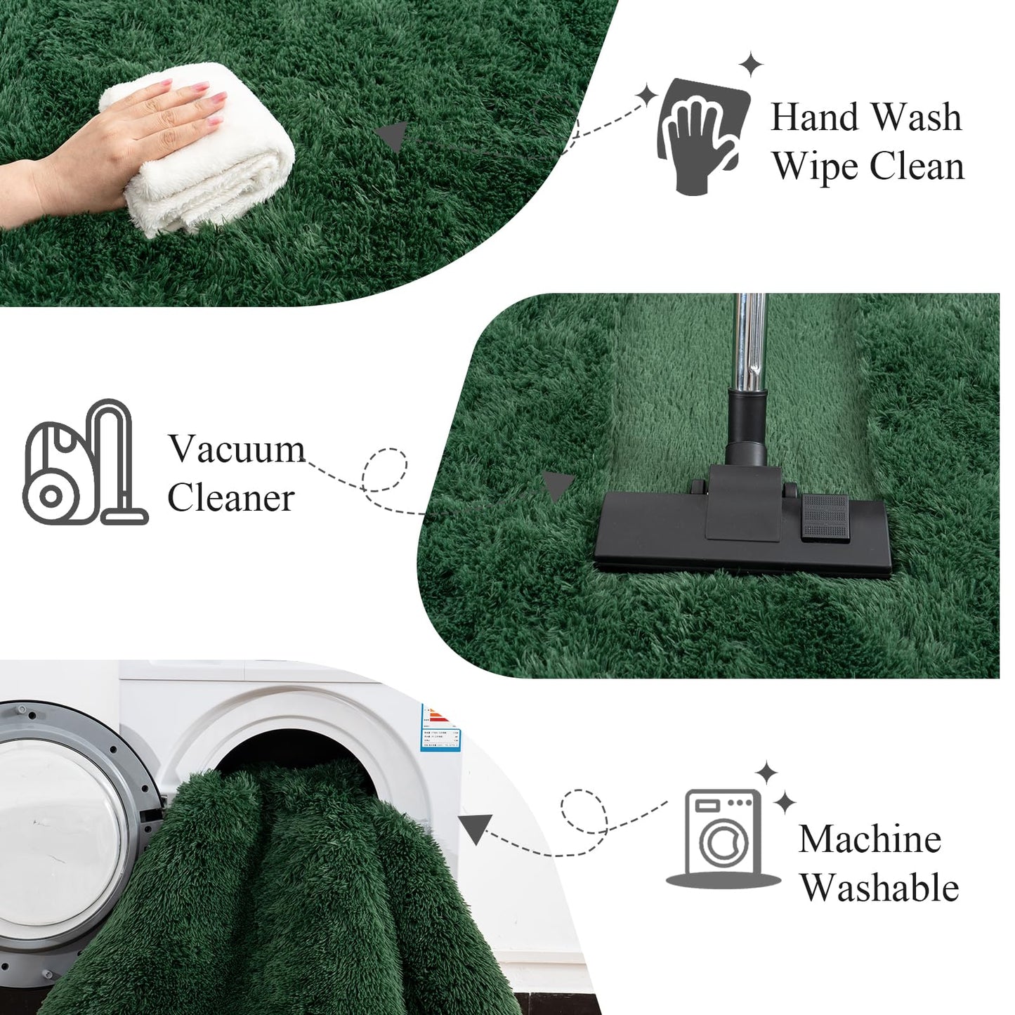 Lairep Large Area Rugs for Living Room Bedroom, 8x10 Feet Dark Green Fluffy Shag Rugs, Ultra Soft Shaggy Plush Fuzzy Modern Indoor Throw Floor Carpet for Girls Boys Dorm Nursery Home Decor Aesthetic