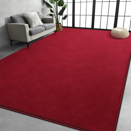 Large Area Rugs for Living Room Bedroom, 6x9 Feet Burgundy Red Rug, Minimalist Modern Shag Rug, Soft Thick Memory Foam Indoor Carpet, Non-Slip Washable Rug for Boys Girls Dorm Nursery Room Home Decor