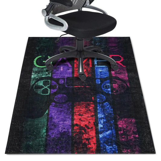 Gaming Chair Mat for Hardwood Floor 36"X 48" Heavy Duty Office Desk Chair Rug for Under Game Rolling Chairs Computer Decor Protect Mats Low Pile Non-Slip Rubber for Carpet & Tile Floor-Game