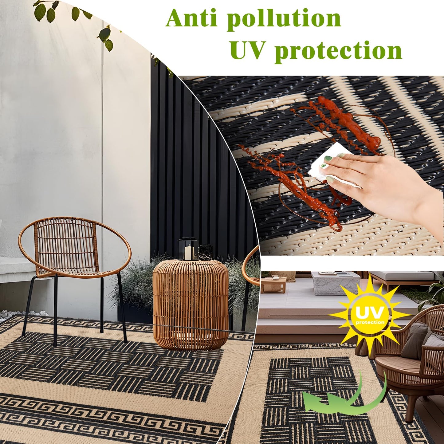 YONILE Outdoor Rug 5x8 ft Waterproof, Reversible Outdoor Plastic Straw Rug for Patios Clearance, Outdoor Area Rug Carpet RV Mat for Camping Backyard Deck Porch