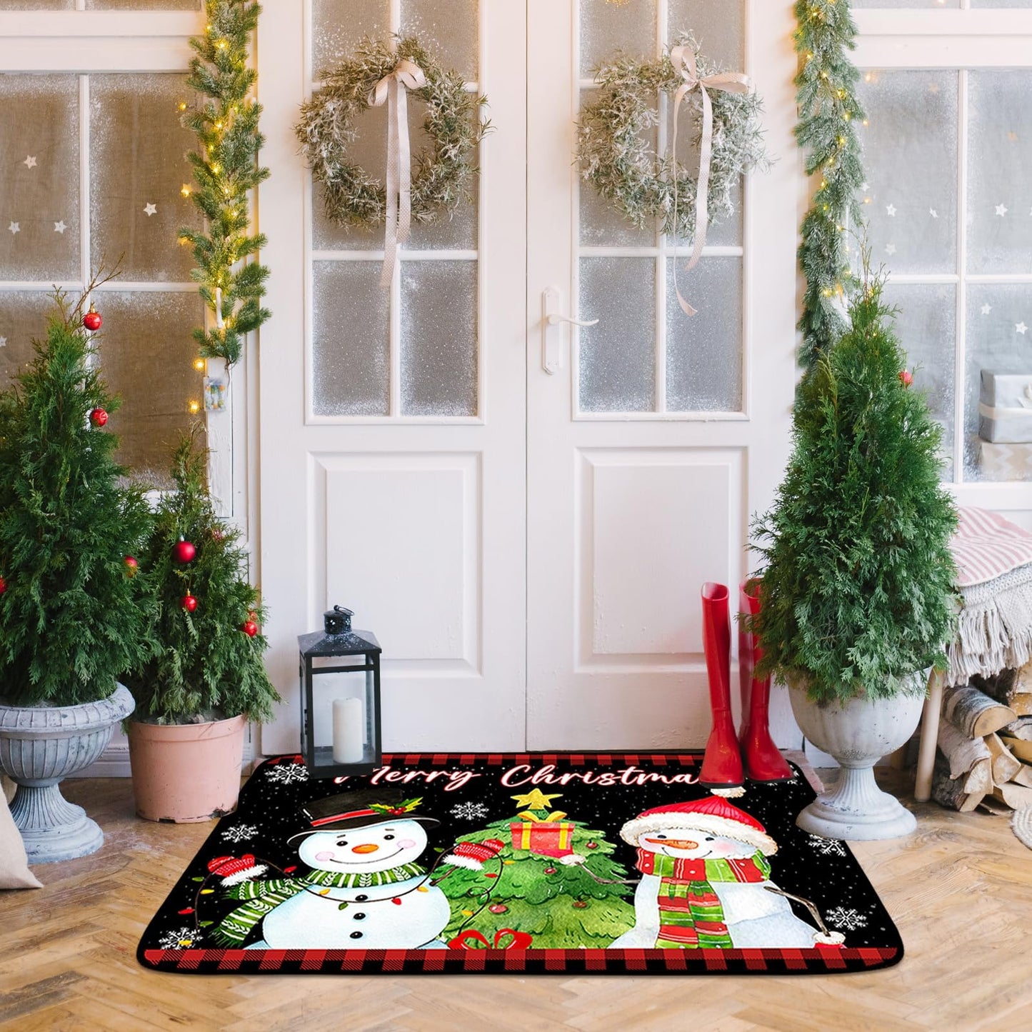 Svepndic 32"x47" Merry Christmas Decorative Doormat Indoor Mat Welcome Floor Mat Non Slip Blanket,Washable Entrance Door Mats,Low Profile Winter Christmas Door Mat
