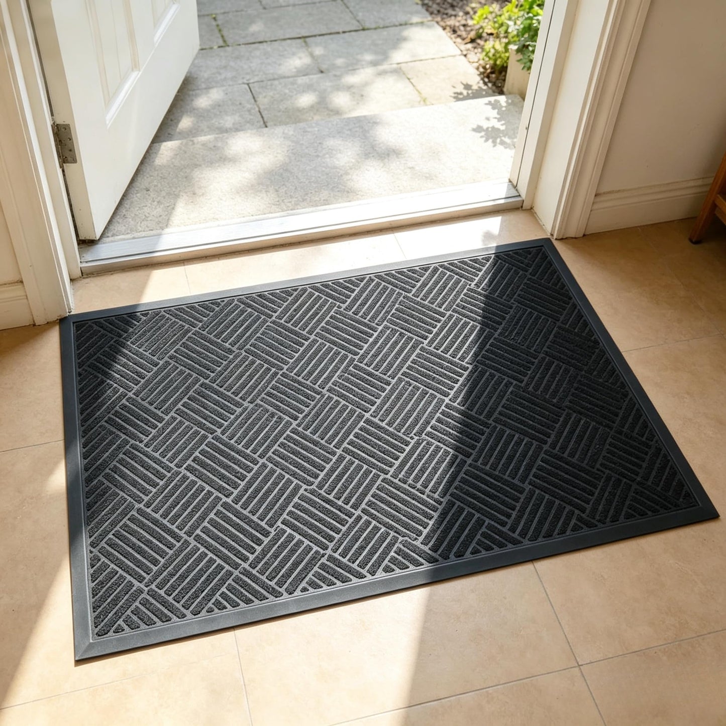 HEAUIK 3'x5' Commercial Floor Mat for Front Door Entryway,Indoor Outdoor Mats Doormat,Heavy Duty Mat for Home&High-Traffic Areas,Low Profile Large Industrial Grade Mats,Non-Slip Backing,Diamond Black