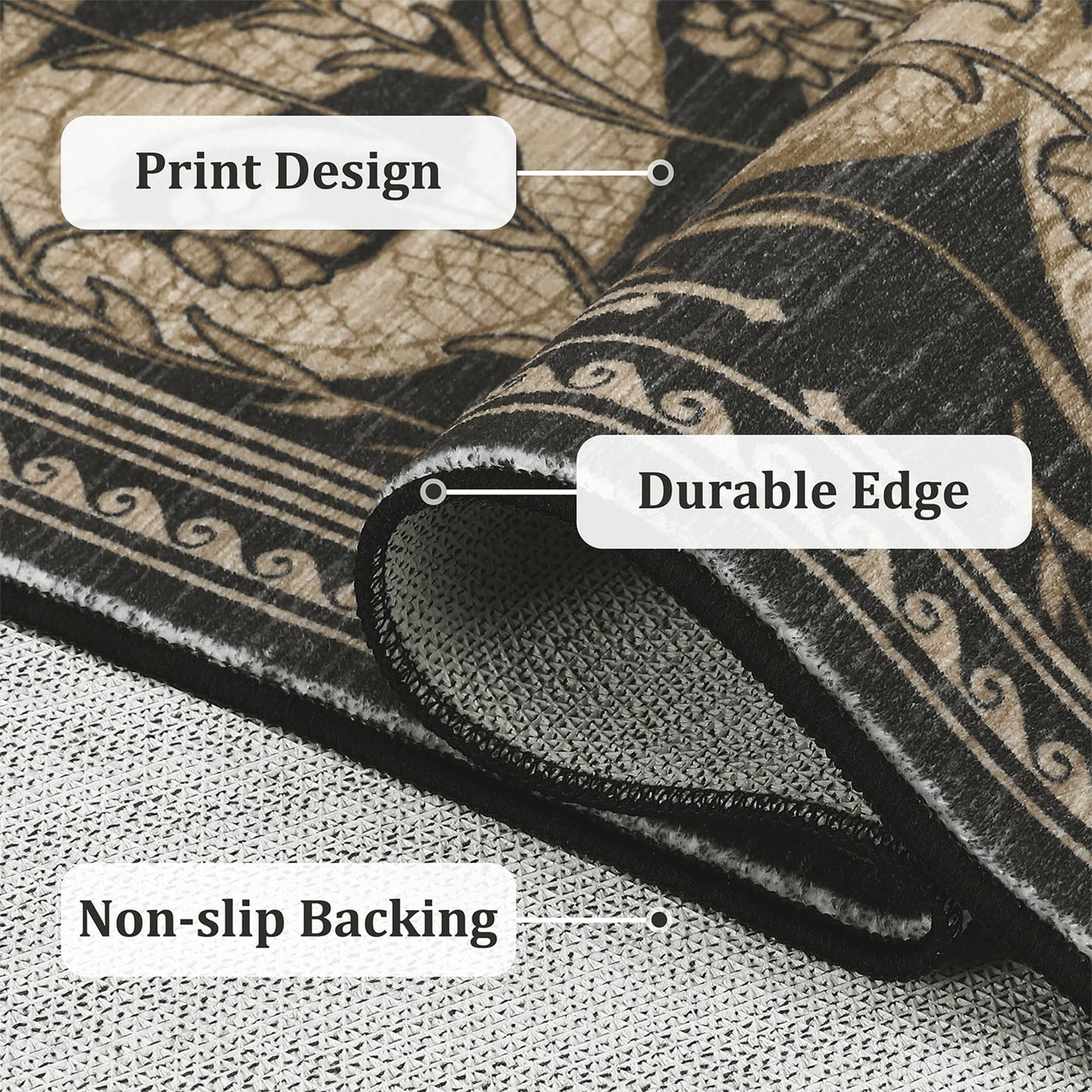 Snake Washable Runners for Hallways 2x6 Runner Rug for Kitchen Non Slip with Rubber Back Forest Soft Low-Pile Stain Resistant Thin Carpet for Bedroom Bedroom Laundry Room Dark Grey