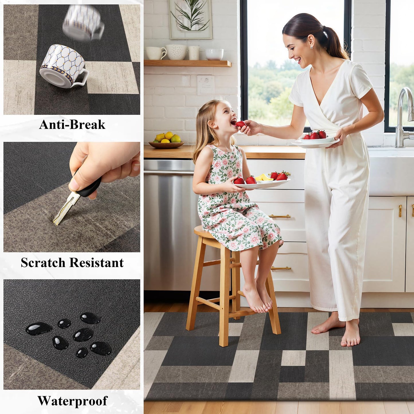 Ileading Anti Fatigue Kitchen Mat, Non Slip Cushioned Standing Floor Mat, Waterproof Kitchen Runner Rug, Farmhouse Comfort Padded Mat for Sink, Laundry, Office, Brown, 24''x71''