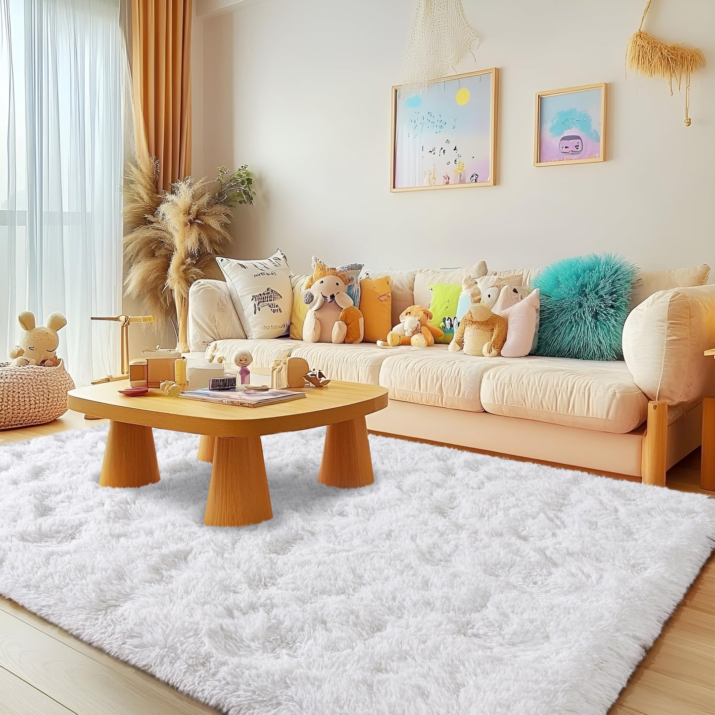 Awaytail 8x10 Carpet Fluffy Rug for Living Room - Large Nursery Thicked Fuzzy Plush Rug for Bedroom 8x10 Area Rugs White