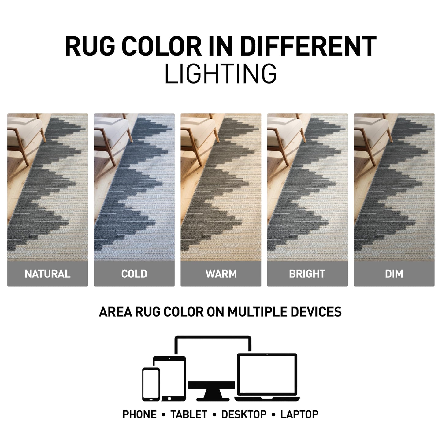 Rugshop Indoor/Outdoor High-Low Textured Area Rug, Geometric Bohemian, Easy-Clean Patio Rug for Porch Deck Balcony 6' 6" x 9' Gray