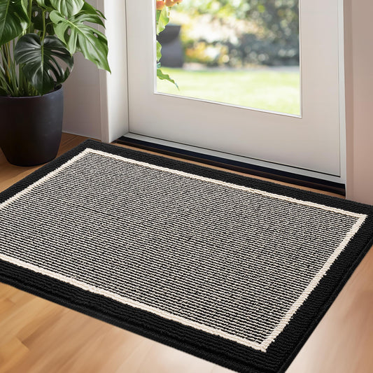 GRANNY SAYS Door Mat, 32" x 48" Welcome Mat Outdoor Rugs Non-Slip, Dirt Absorb Front Door Mat Outside Entrance, Low Profile Inside Floor Mat, Rugs for Entryway Indoor, Large Doormats, Black