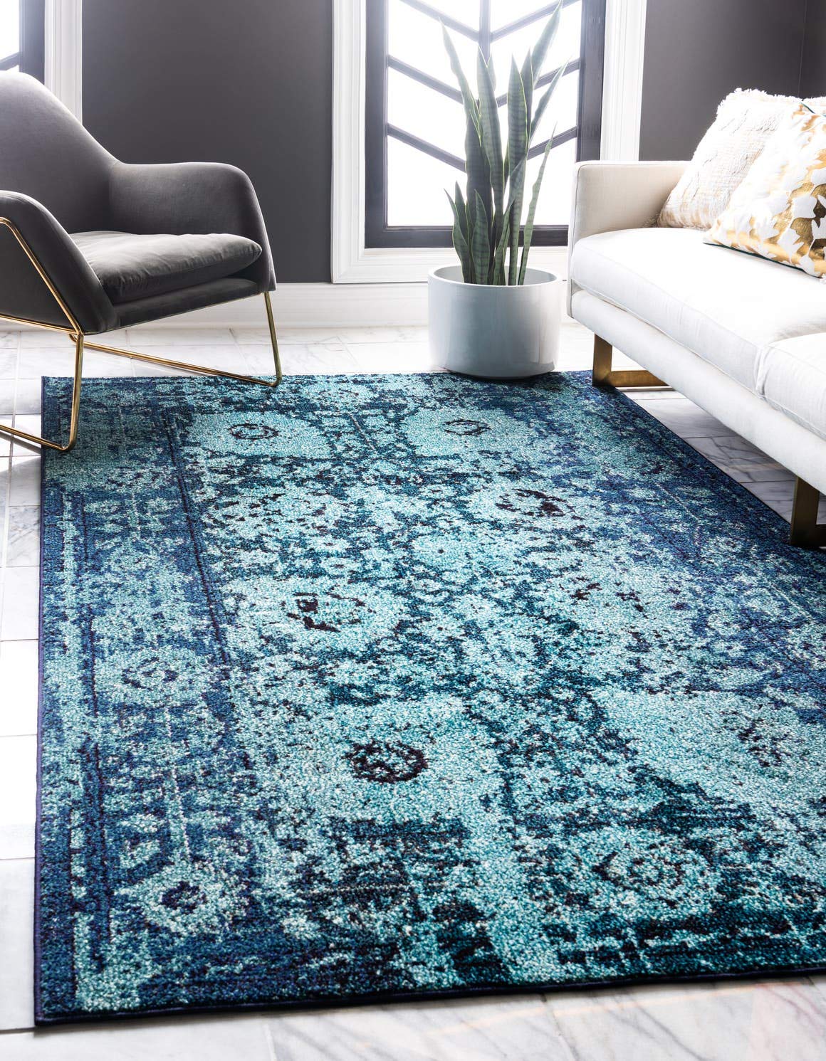 Unique Loom Medici Collection Vintage Botanical Traditional Blue Area Rug (8' 0 x 11' 0)