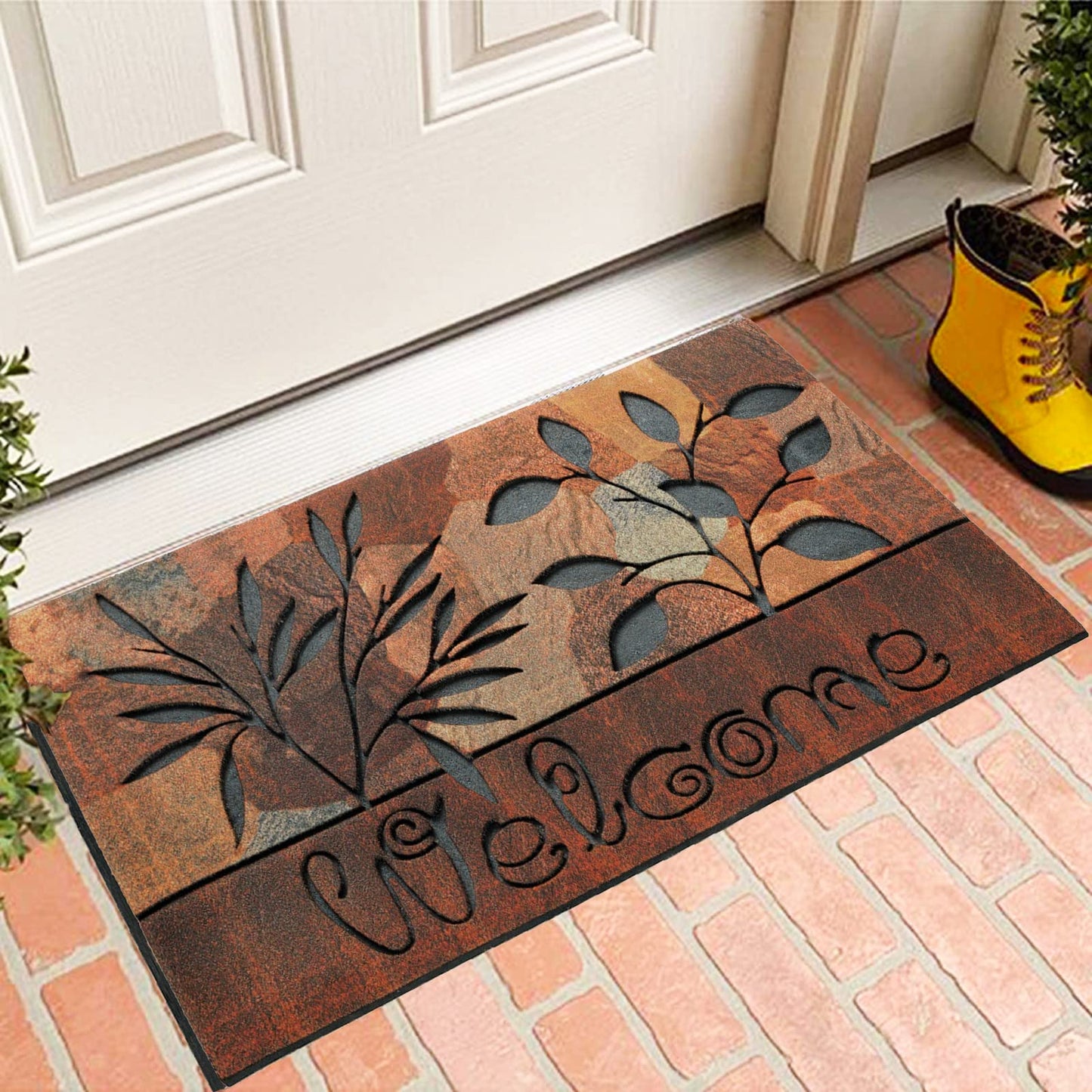 CHICHIC Door Mat Welcome Mat 18x 30 Inch Front Door Mat Outdoors for Home Entrance Outdoors Mat for Outside Entry Way Doormat Entry Rugs, Heavy Duty Non Slip Rubber Back Low Profile, Fall Leaves
