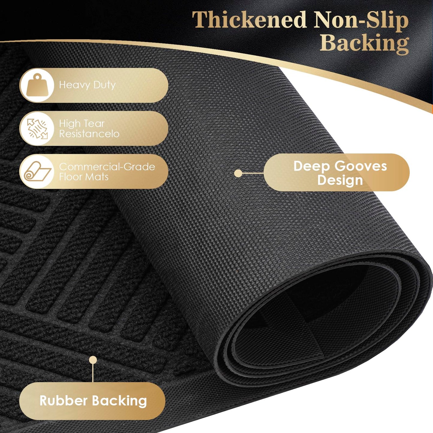 HEAUIK 3'x5' Commercial Floor Mat for Front Door Entryway,Indoor Outdoor Mats Doormat,Heavy Duty Mat for Home&High-Traffic Areas,Low Profile Large Industrial Grade Mats,Non-Slip Backing,Diamond Black