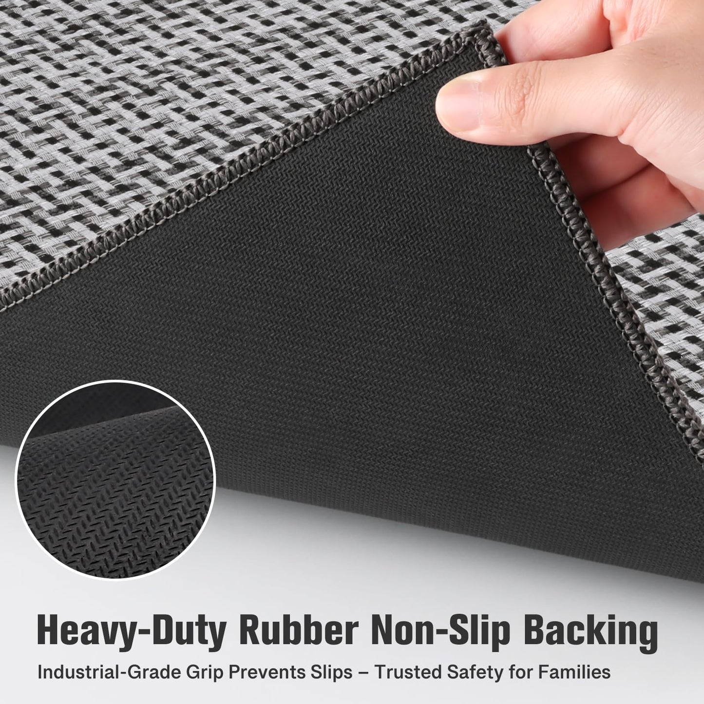 StepRite Kitchen Mats for Floor, Non-Slip Kitchen Rugs Set of 2 PCS, Super Absorbent Washable Kitchen Mats with Rubber Backing, Runner Mats for Front of Sink (20"x32"+20"x47" Grey)