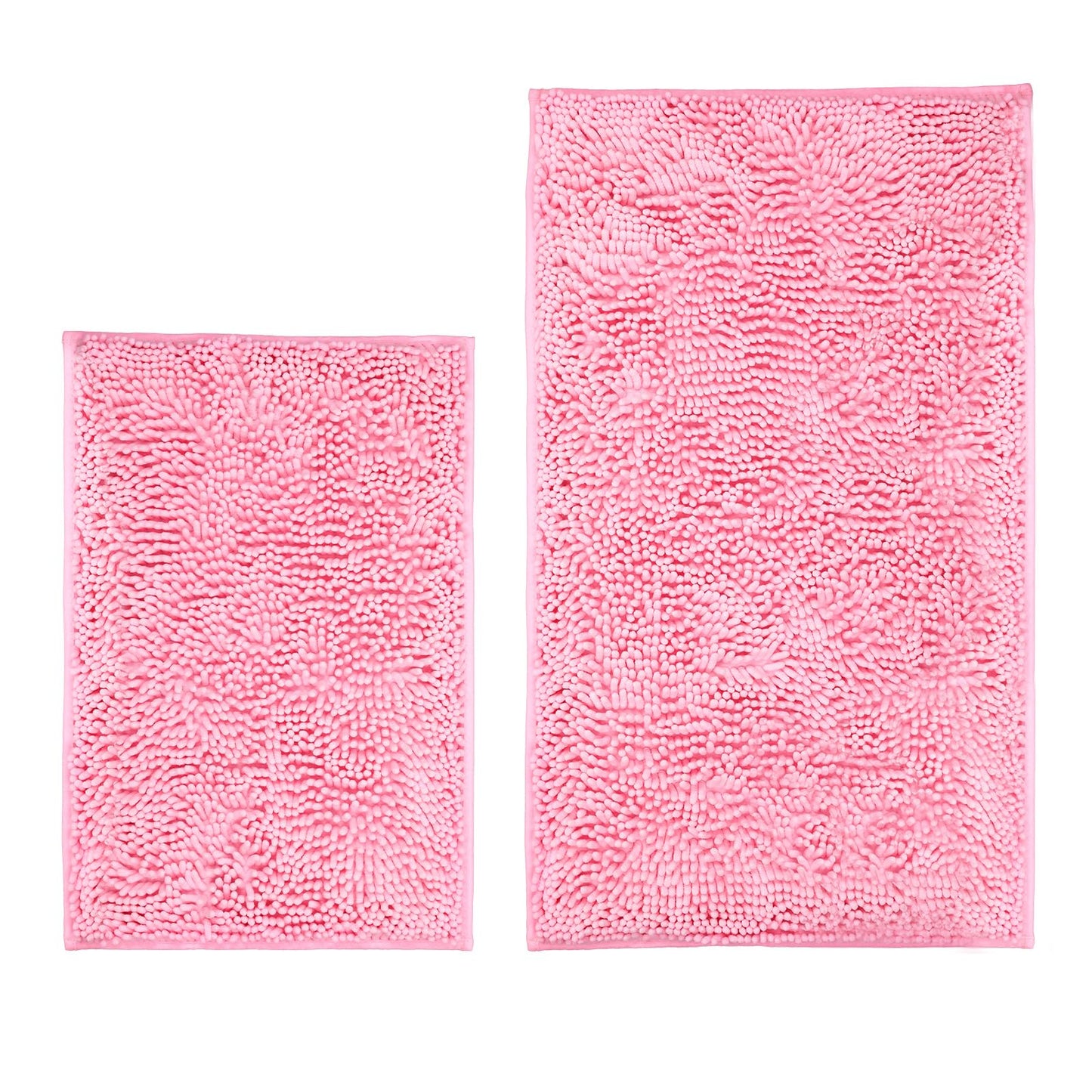 LanYunUmi Pink 2 Pieces Bathroom Rugs, Ultra Soft Non Slip Absorbent Chenille Toilet Bath Mat Set Rugs for Slip-Resistant Shag Extra and Rug Shower Room Machine-Washable Fast (Pink, 20"x32"+16"x24")