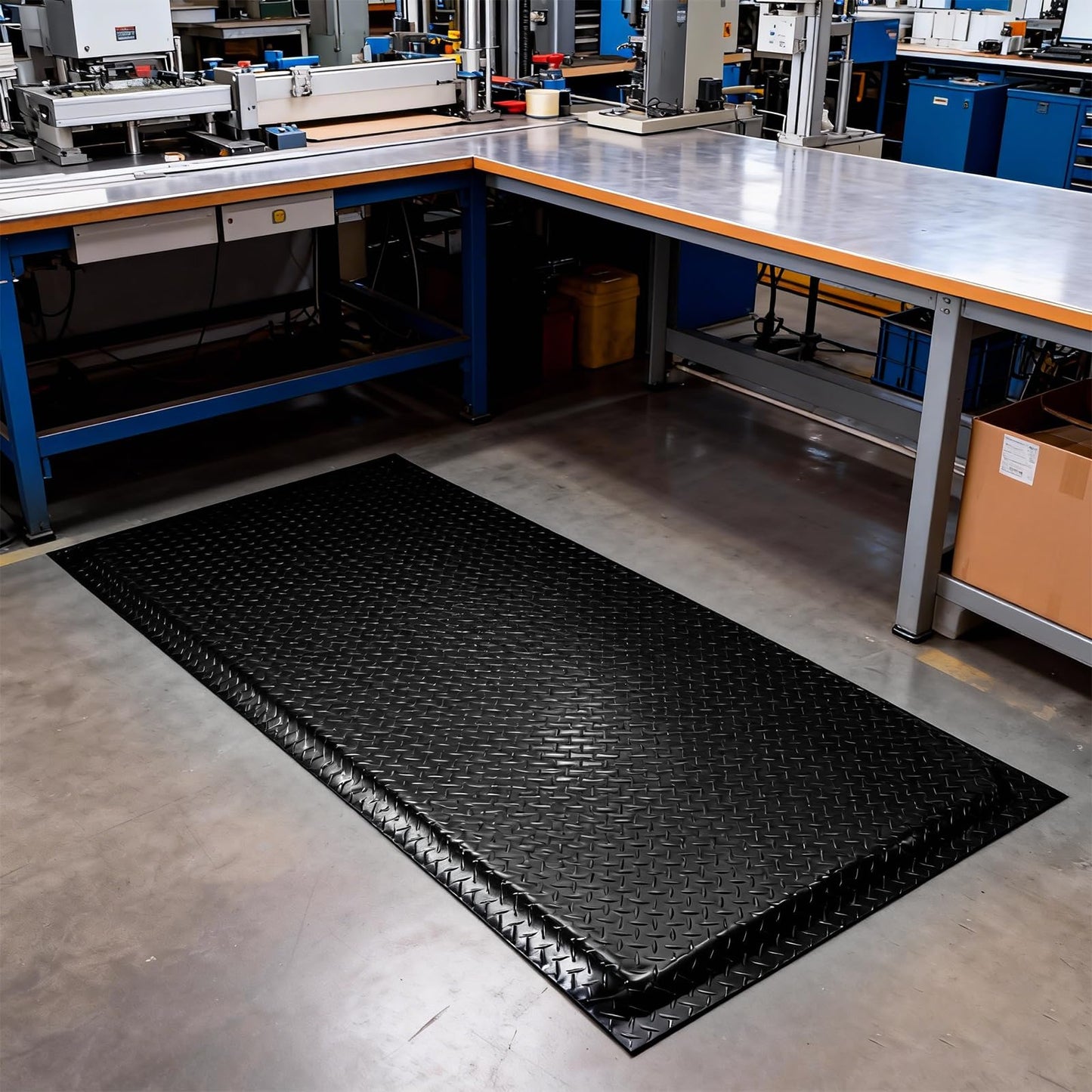 ISXACFF Anti Fatigue Mats Industrial 3' x 5' 15/16" Thick Ergonomic Standing Mat Commercial Kitchen Mat Heavy Duty Diamond Plate Shop Floor Mat Helps Relieve Back and Leg Soreness