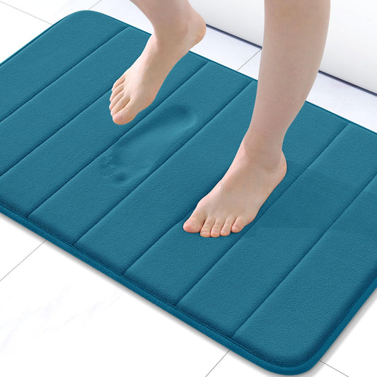 Buganda Memory Foam Bath Mat, 30" x 20", Ultra Soft and Non-Slip Bathroom Rugs, Water Absorbent and Machine Washable Bath Rug for Bathroom, Shower, and Tub, Peacock Blue