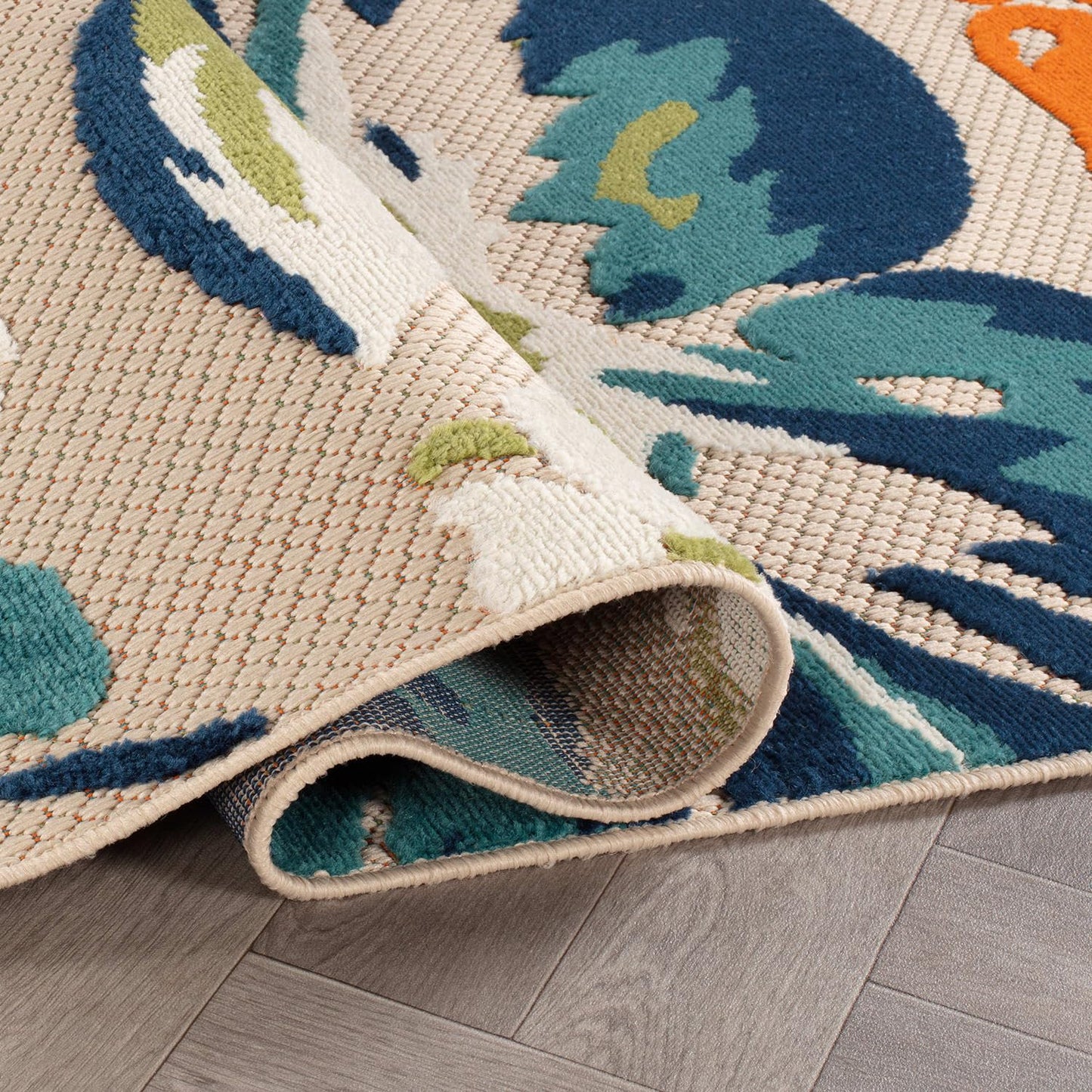 Rugshop Multi Bergamo Floral Indoor/Outdoor Oval Area Rug Machine Washable for Patio, Deck and Living Room, 5' x 7' Oval
