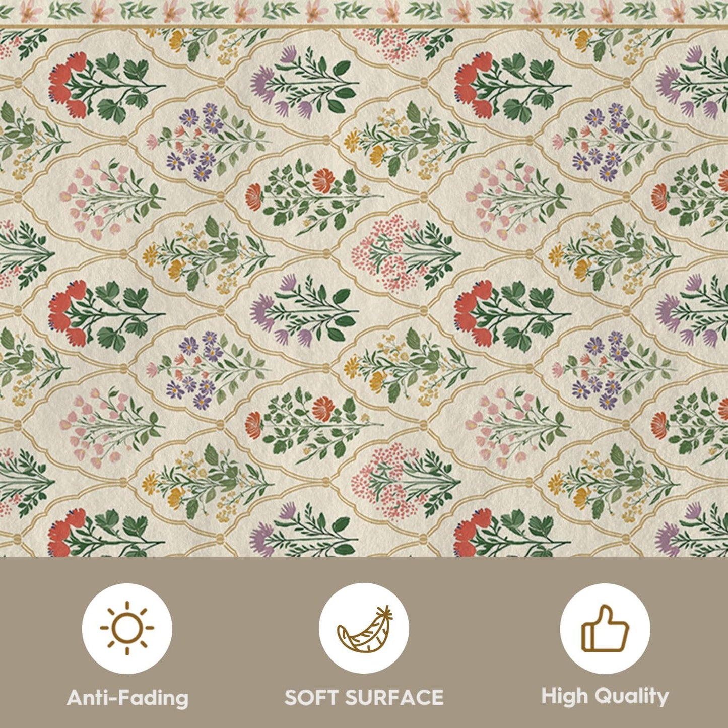 Artoid Mode Beige Diamond Check Flower Spring Door Mat, Summer Home Decor Low-Profile Non-Slip Washable Throw Rug for Kitchen Entryway Front Door Bedroom Bathroom 2x3 Feet