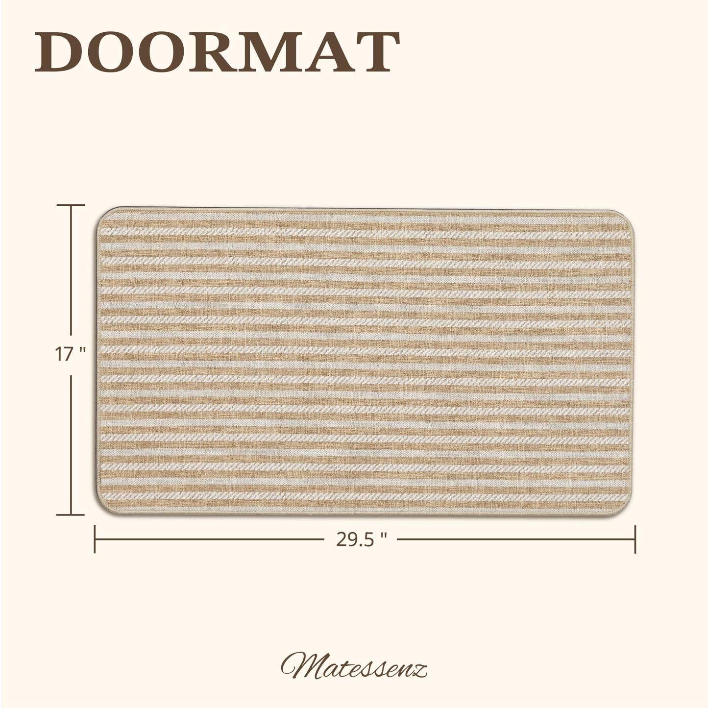 MatEssenz Pet-Friendly Indoor Door Mat - Premium Woven Muddy Paws Dog Mat, Machine Washable Entryway Rug with Durable Rubber Backing, Low Profile Inside Doormat for Dogs, Cats, 17"x29.5", Khaki