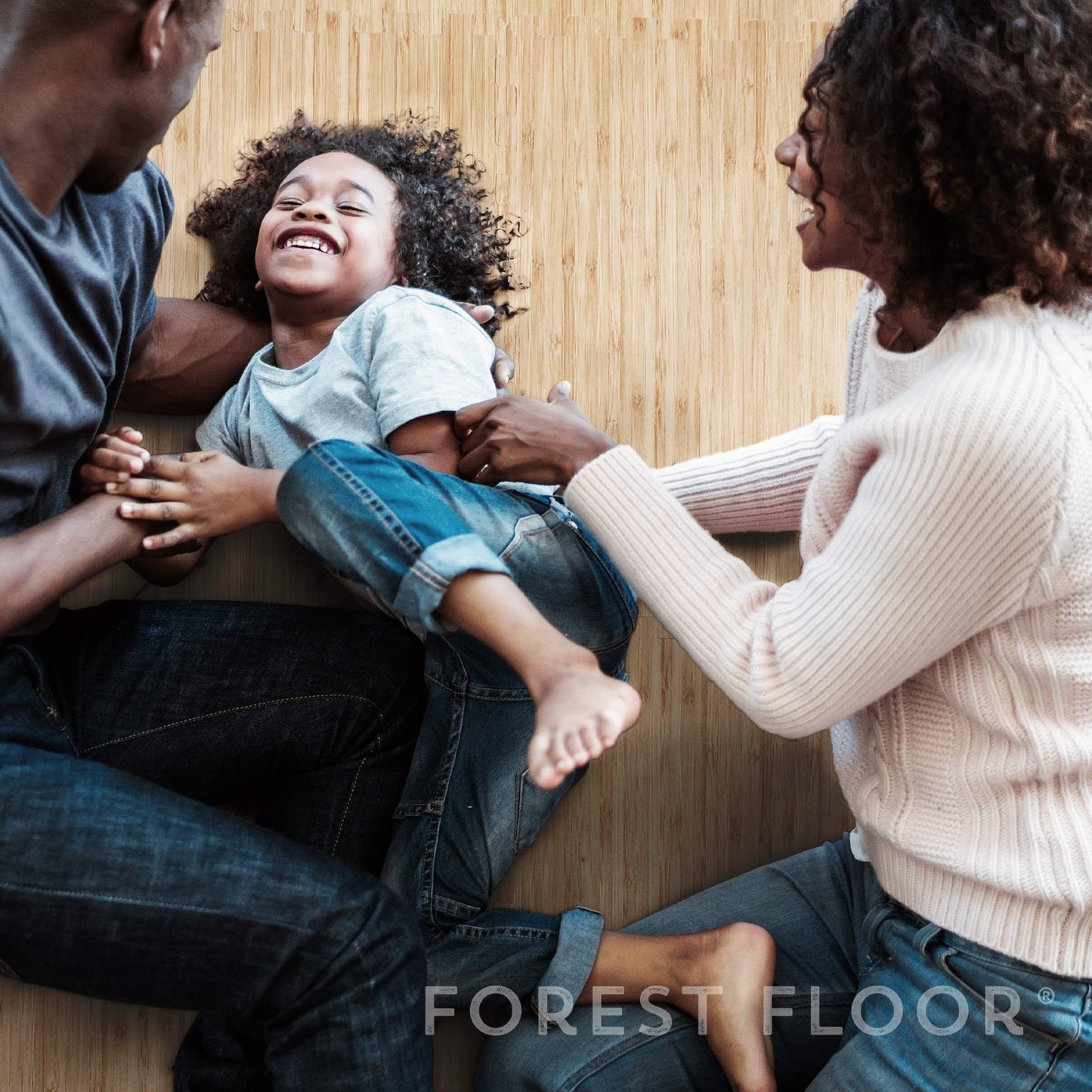 Forest Floor 3/8 Inch Thick Printed Foam Tiles, Premium Wood Grain Interlocking Foam Floor Mats, Anti-Fatigue Flooring – Stylish Flooring Solution, Light Bamboo, 16 Sq Ft