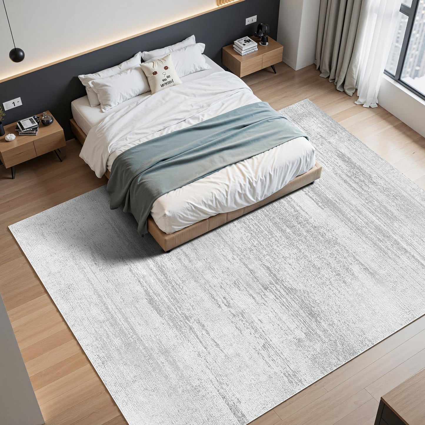 VEVOR 10 x 14 ft Area Rug Large Washable Rug Non-Slip and Tear-Resistant Soft Carpet Pet & Child Friendly Modern Area Rugs Indoor Mat for Bedroom Office Living Room Kids Room Entryway Gray