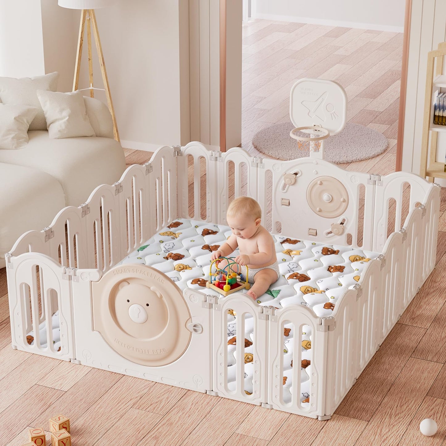 Lilyvibebearhappy Baby Play Mat, 59x59 Inch Thicker and Larger Non-Slip Cushioning Foam Playmats for Babies,Toddlers, Infants, Play & Tummy Time, Foldable and Machine Washable Baby Mat for Floor