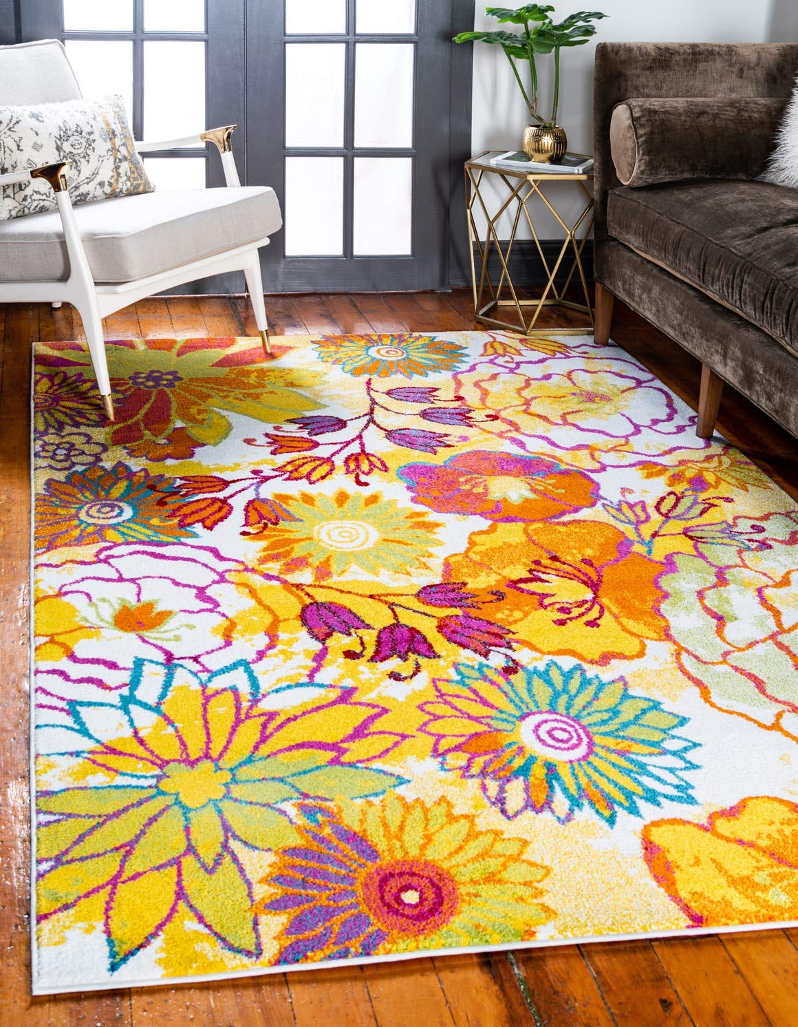 Unique Loom Lyon Collection Area Rug - Kennedy (6' 1" x 9' Rectangle, Ivory/ Green)
