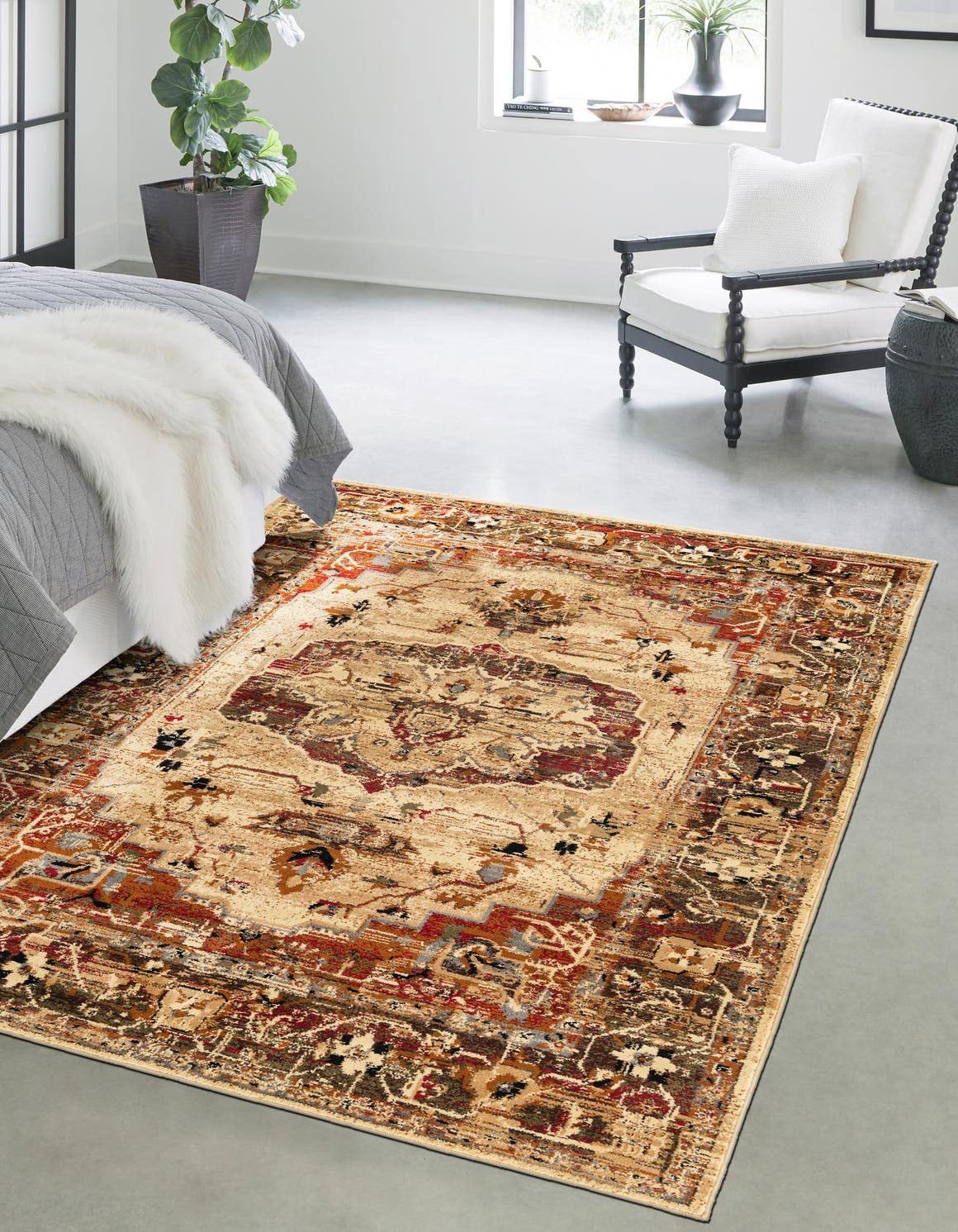 Unique Loom Saturn Collection Area Rug - Outlook (Rectangular 4' 0" x 6' 0", Cream/ Black)