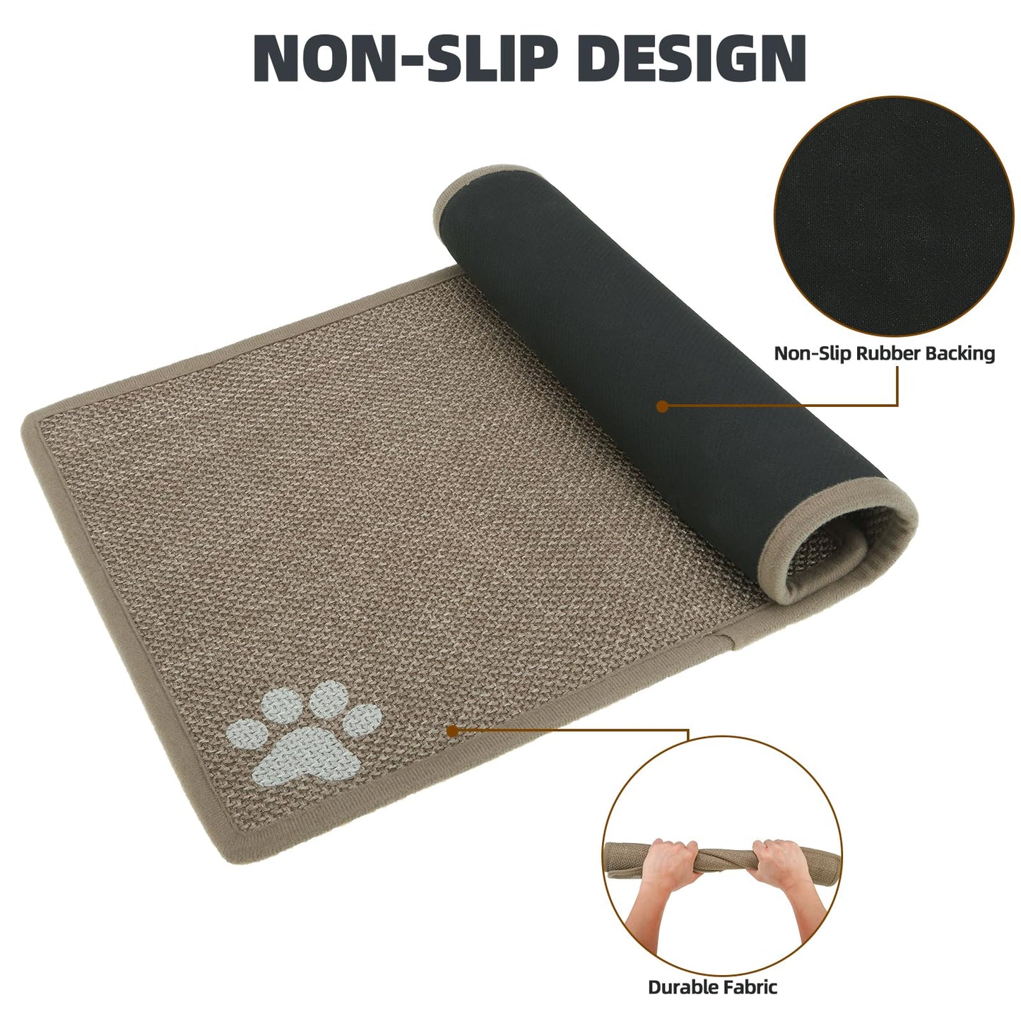 PUPTECK Dog Food Mat, Absorbent Pet Cat Feeding Mat for Food and Water Bowls, Anti-Slip Dog Placemat for Floors Waterproof, Pet Supplies Accessories, Khaki S
