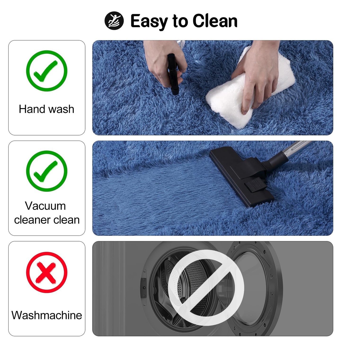 qulint Blue Rug for Bedroom, 2x3 Area Rugs for Boys Room Soft Fluffy Shag Small Carpet for Nursery, Fuzzy Shaggy Alfombras for Kids Boys and Girls Dorm Living Room Home Decor (2ft x 3ft, Blue)
