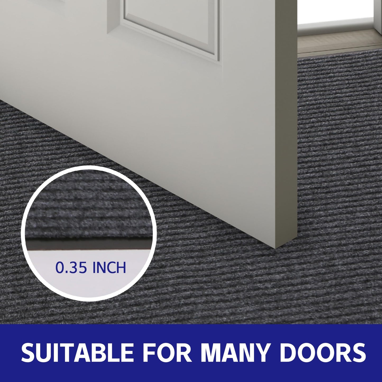 3FTx10FT Indoor Outdoor Runner Rug Non-Slip Floor Doormat Carpet,Grey