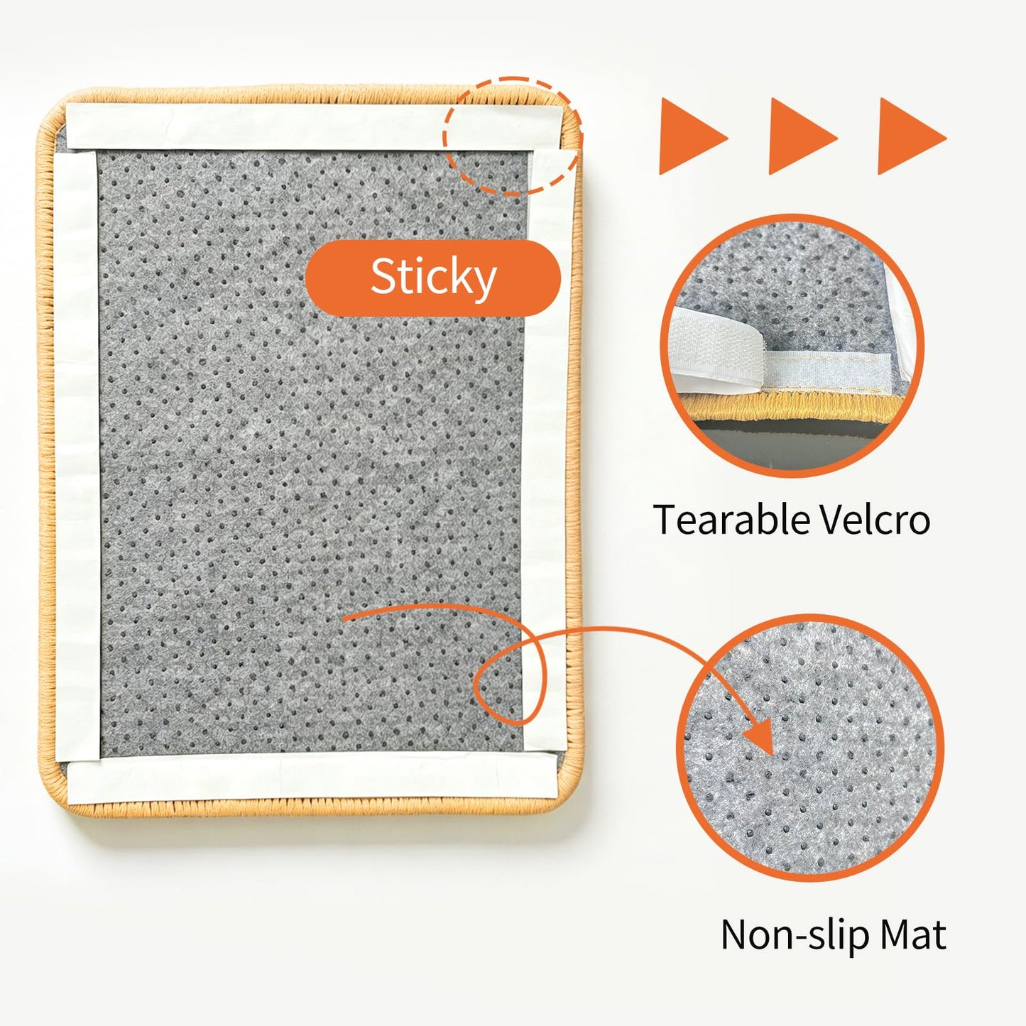 READY TO PETS Cat Scratching Mat Natural Sisal Rope, 16"x20" Large Sisal Rope Scratching Pad for Indoor Cats with Sticky Hook & Loop Tape, Cat Scratch Rug Wall Mounted or Floor Carpet Protector
